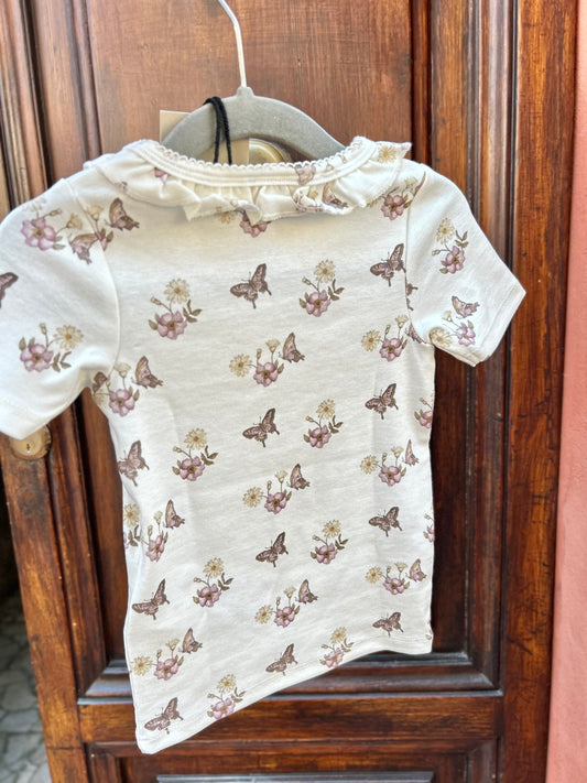 T-shirt con colletto butterfly
