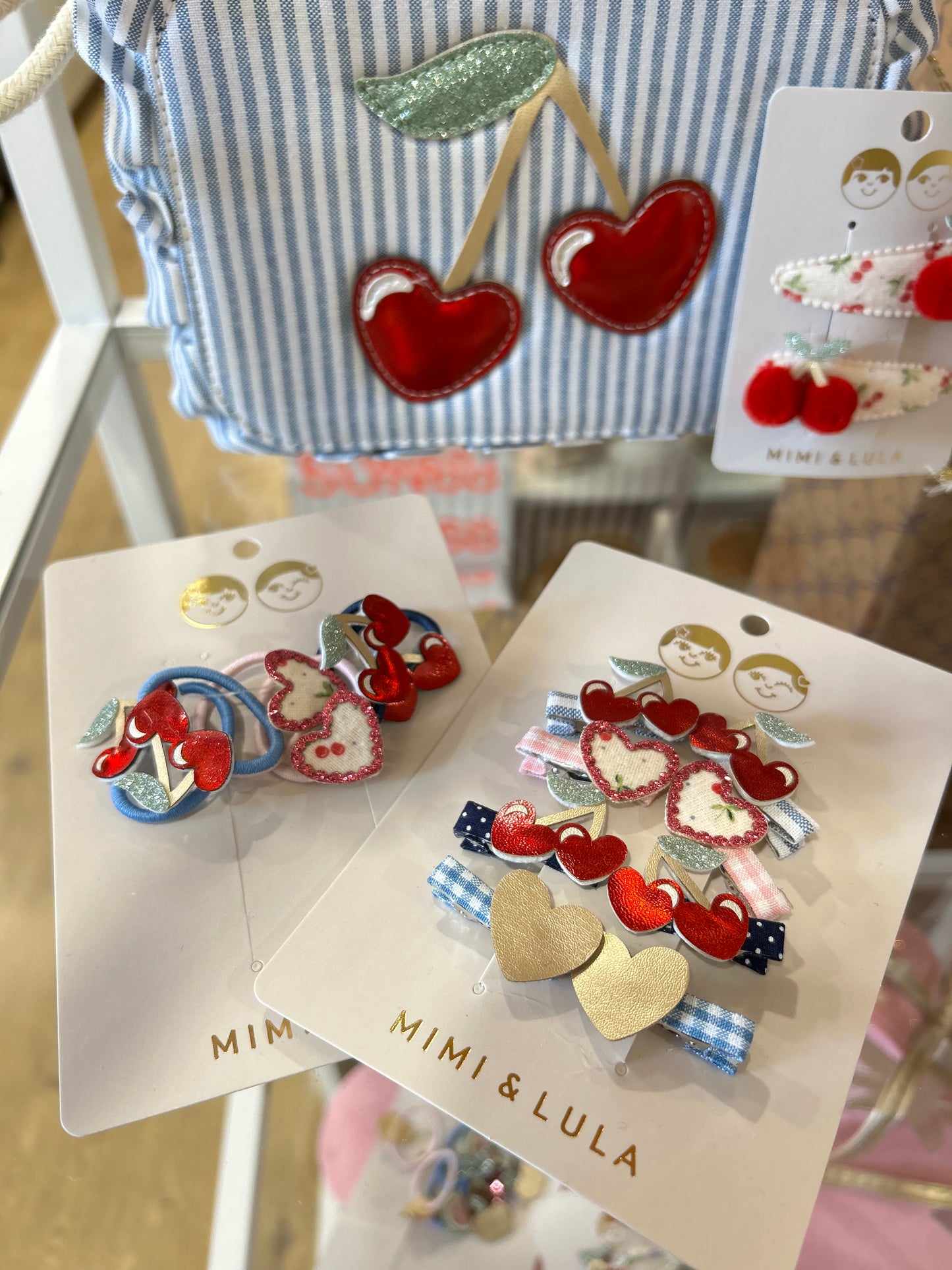 Mini clip cuori e ciliegie
