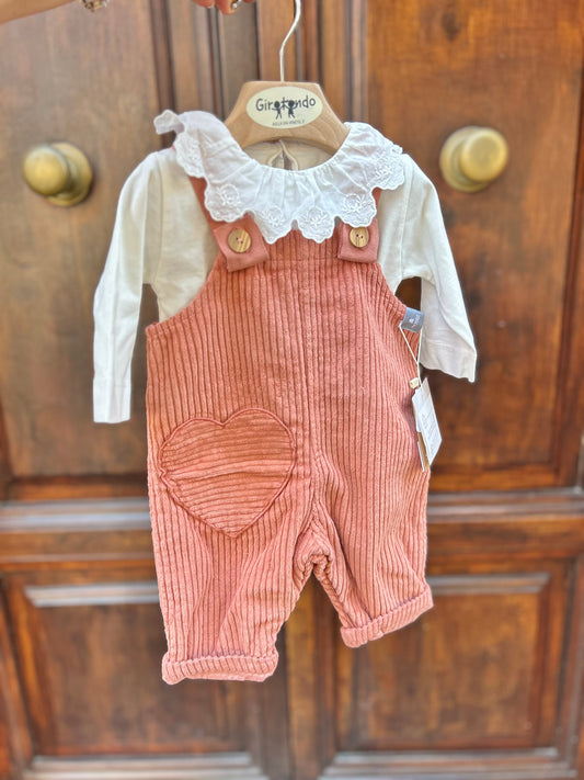 Completo salopette e body con colletto