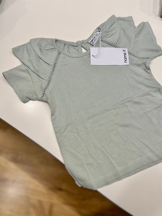 T-shirt con rouches sulle spalle