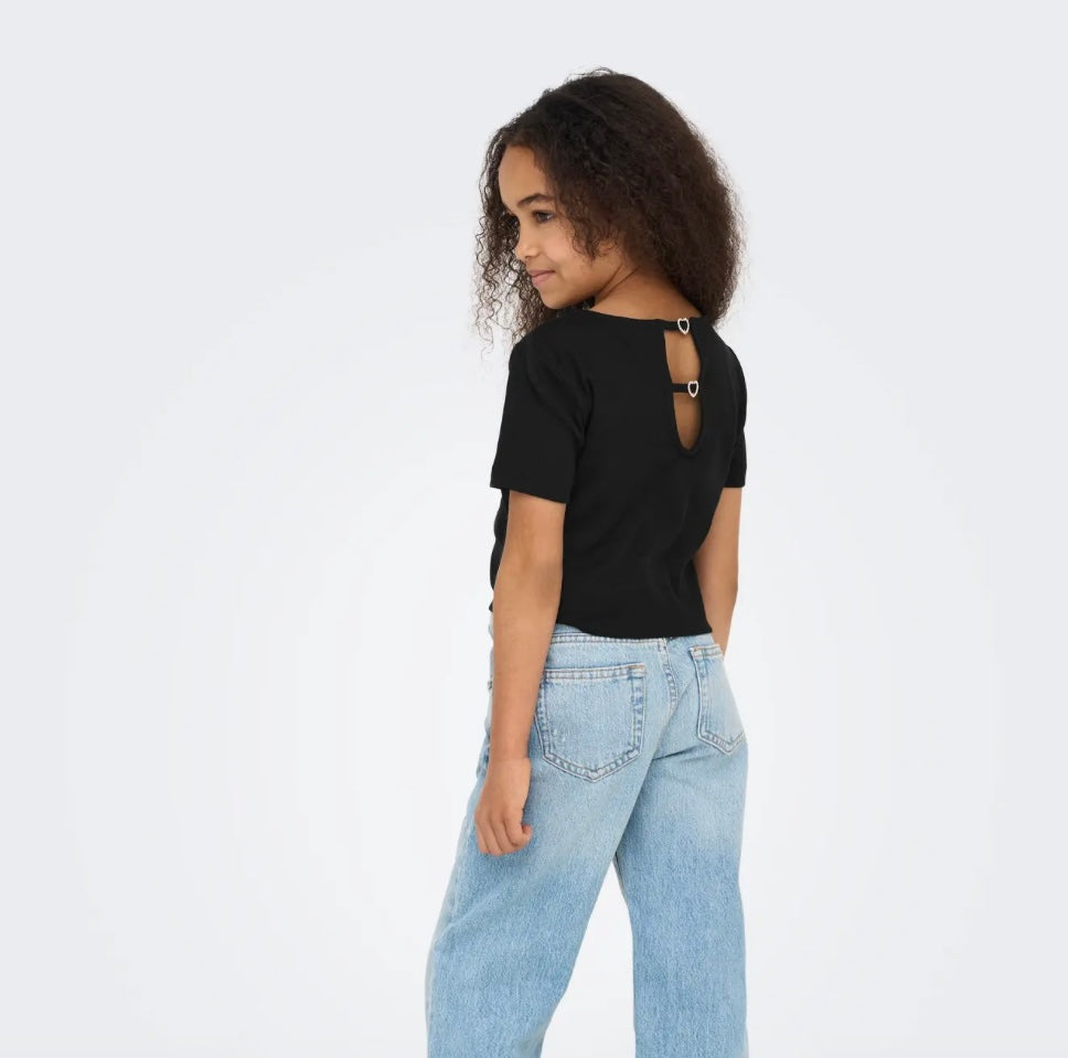T-Shirt a costine con dettaglio gioiello