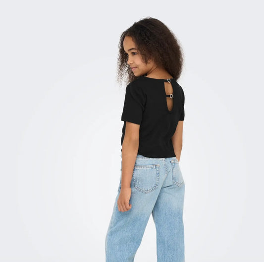 T-Shirt a costine con dettaglio gioiello