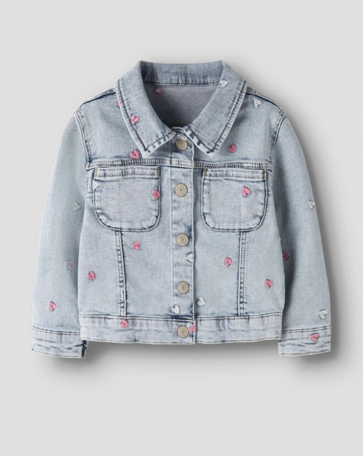 Giacca denim con cuori ricamati