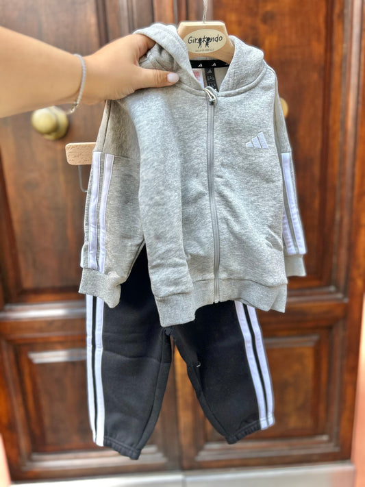 Tuta con zip felpata grigio/nero