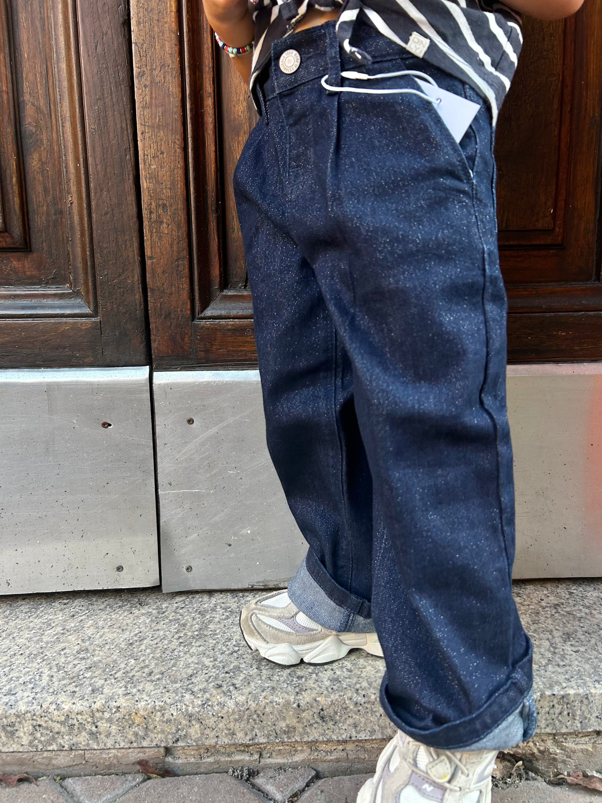 Denim wide con micro glitter