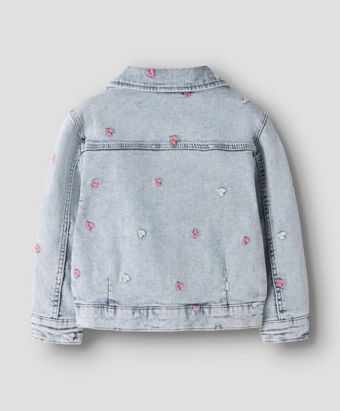 Giacca denim con cuori ricamati