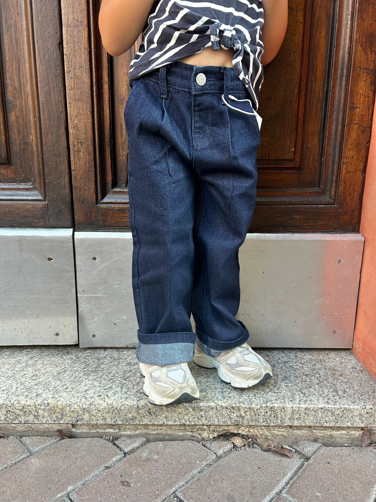 Denim wide con micro glitter