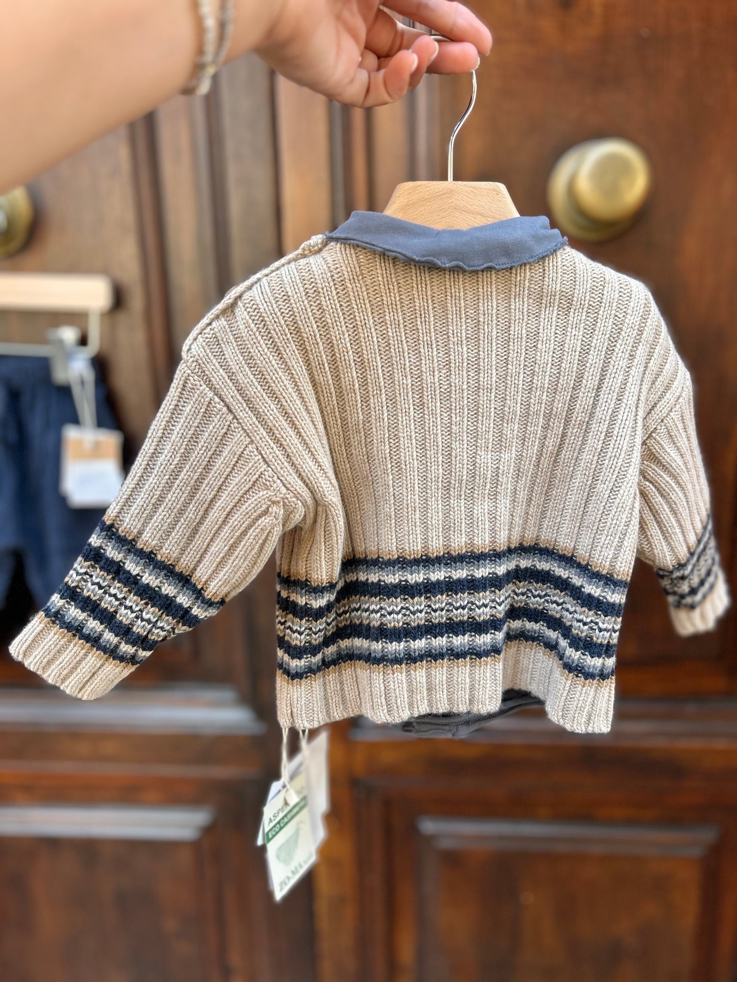 Completo Panta in velluto e maglia a righe