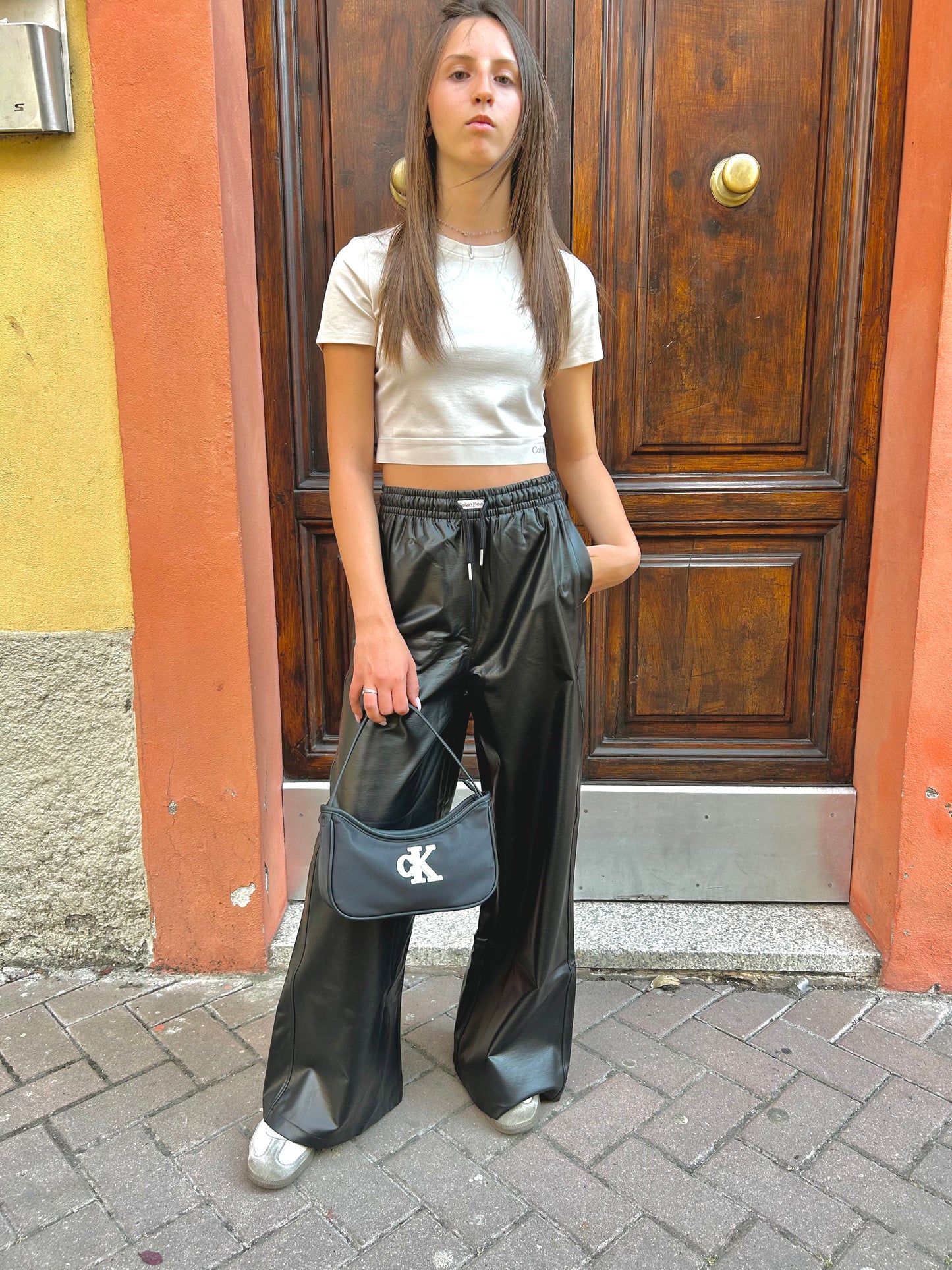 Pantalone in ecopelle Wide leg Calvin Klein