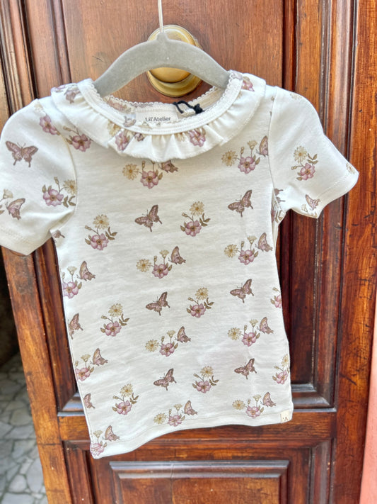 T-shirt con colletto butterfly