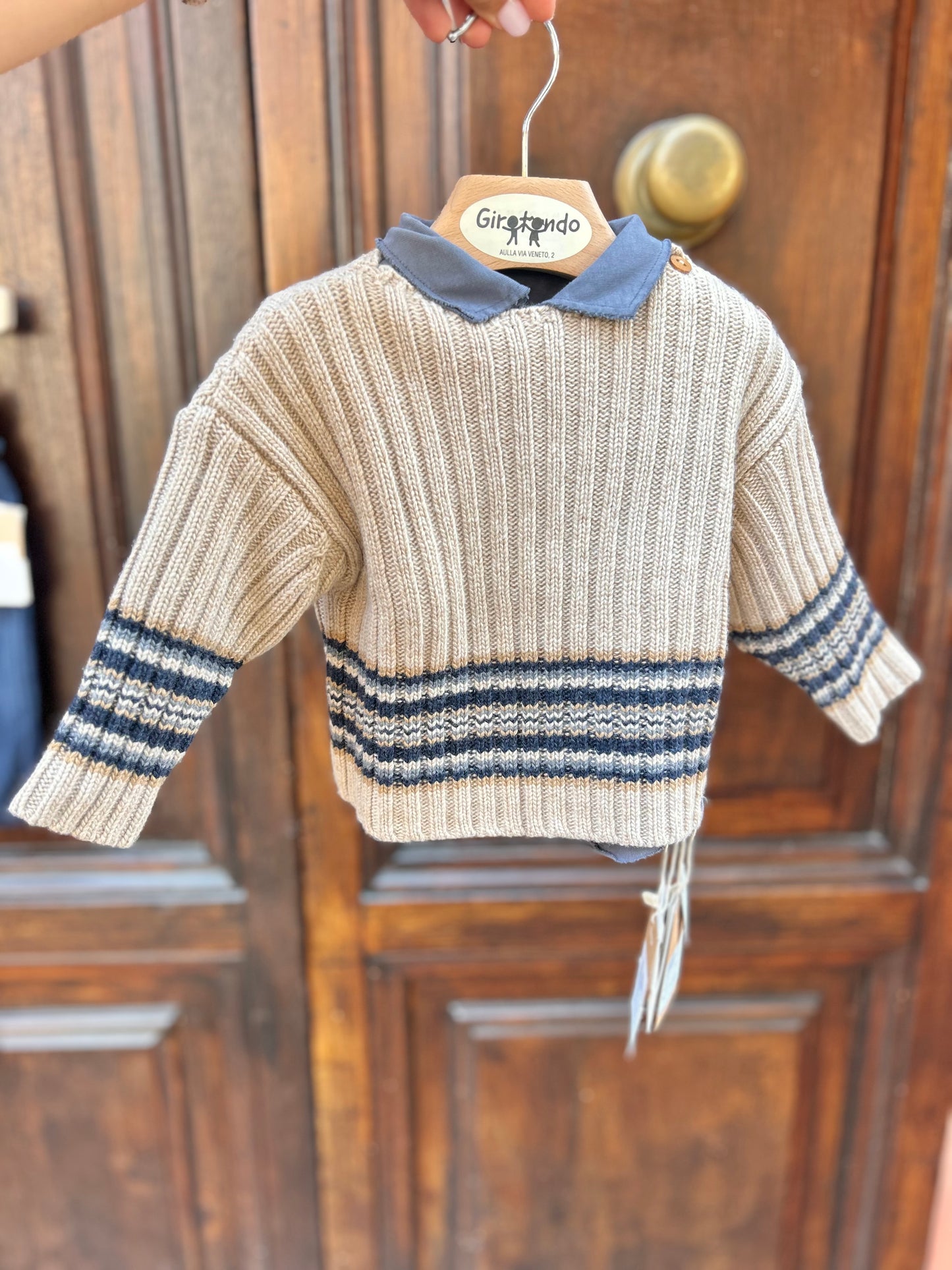 Completo Panta in velluto e maglia a righe