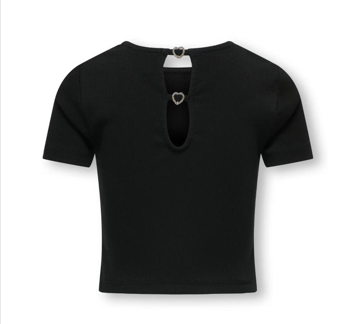 T-Shirt a costine con dettaglio gioiello