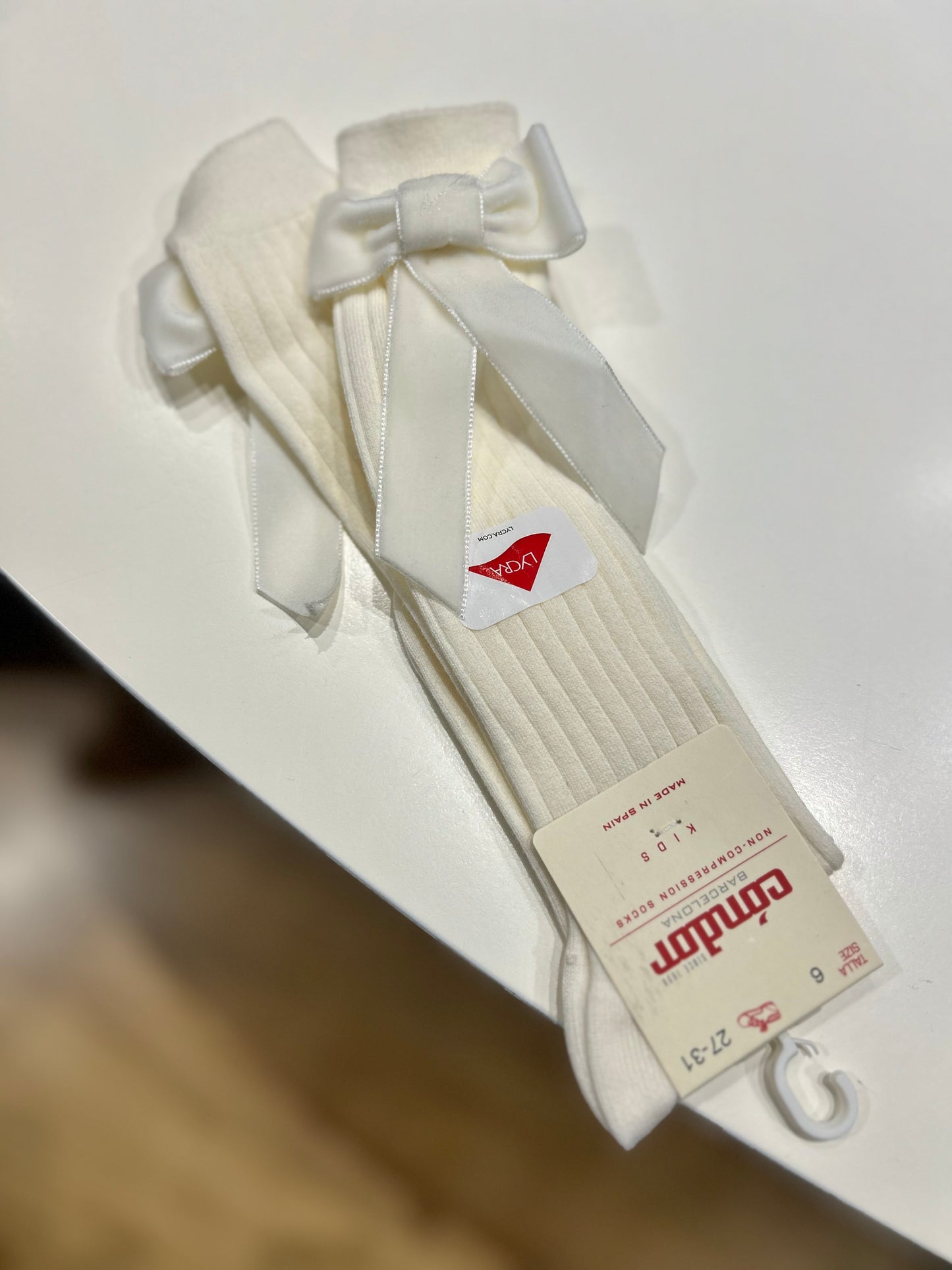 Calzettone a coste + fiocco in velluto Condor