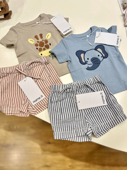 Completo bermuda rigato e t-shirt🦒🐘